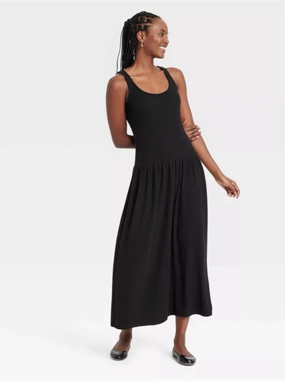 Universal Thread Black Scoop Neck Maxi Stretch Dress NWT Sz S